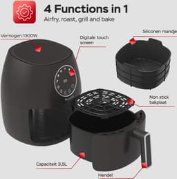 TurboTronic AF210 Digitale Airfryer - Heteluchtfriteuse - 3.5L - Zwart — thumbnail 2