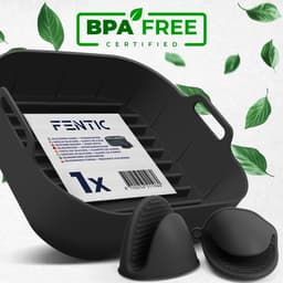 Fentic Airfryer Siliconen Bakje + Oven Wanten – 20,5 cm - Geschikt voor Philips, Cosori, Ninja, Tefal, Cecotec – Accessoires voor Airfryers - Zwart — thumbnail 8