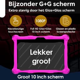 AngelTech Kindertablet XL – 3+4GB RAM - 32+64GB – Android 14 - 100%Kidsproof – Extra Groot – Vanaf 3 Jaar - Ook Voor Volwassen Gebruik - 10 Inch - Ouderlijk Toezicht – Fidgy Beschermhoes – Roze — thumbnail 6