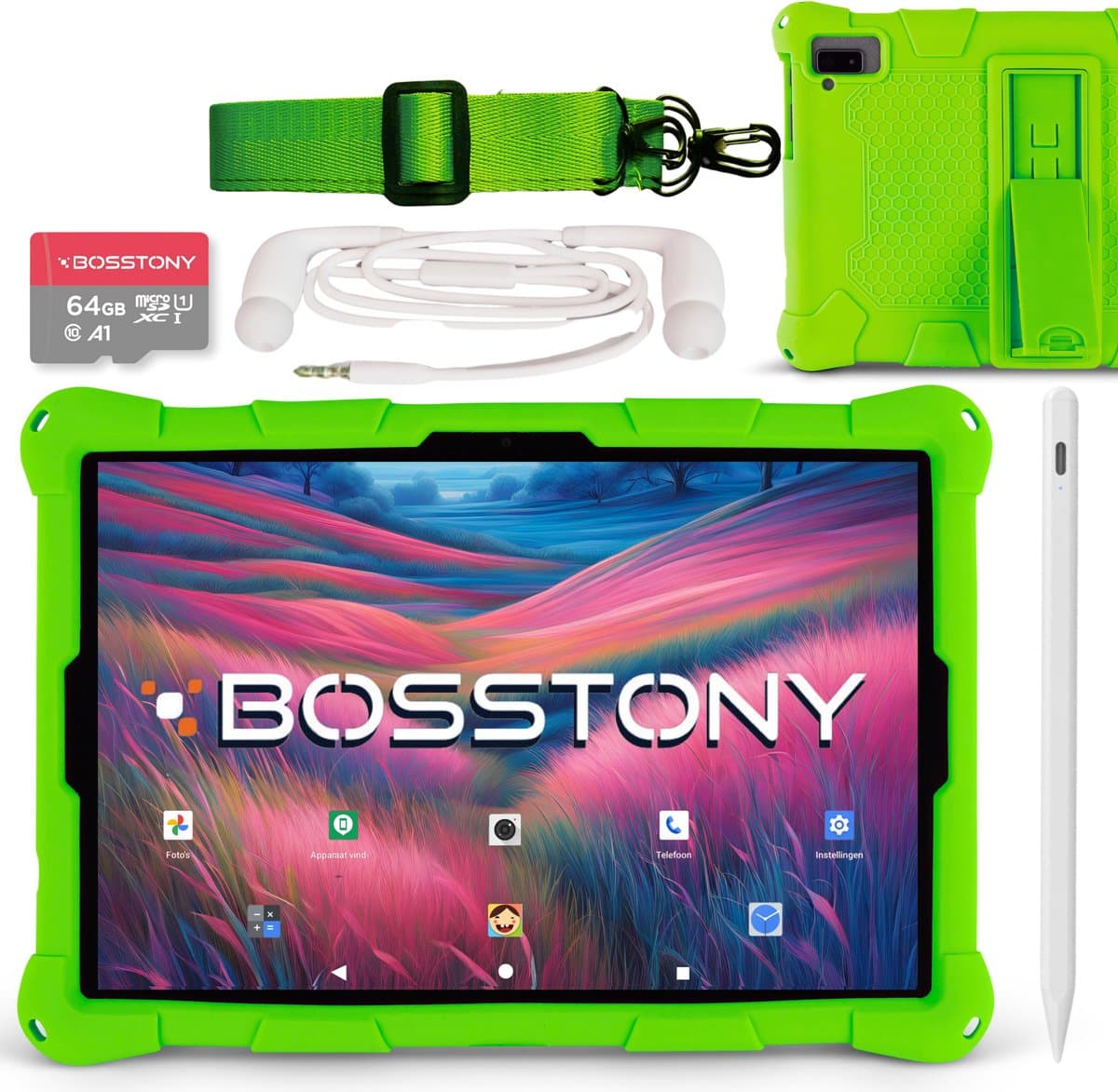 Bosstony Snelle Kids Tablet 10 inch - Ouderlijk Toezicht - 6000mAh Batterij - Android 13 - Incl Beschermpakket - Kindertablet vanaf 3 jaar — afbeelding 1