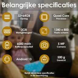 AngelTech Kindertablet XL – 3+4GB RAM - 32+64GB – Android 14 - 100%Kidsproof – Extra Groot – Vanaf 3 Jaar - Ook Voor Volwassen Gebruik - 10 Inch - Ouderlijk Toezicht – Fidgy Beschermhoes – Roze — thumbnail 8