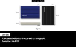 Samsung Portable T7 Shield - Externe SSD - USB C 3.2 - Inclusief USB C en USB A kabel - Geschikt voor iPhone USB C - 2 TB - Zwart — thumbnail 2