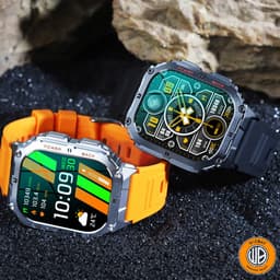 WizBay Premium Select® 1.96 inch AMOLED - Kompas - Bluetooth Bellen - Message - Dynamic Hartslag & Slaap Monitor - Bloeddruk & O2 - 100+ Sport Modi - 650mAh - Magnetic Laden - Zink Alloy Mat Zilveren Kast - Oranje TPU Band — thumbnail 7
