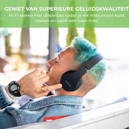 PowerLocus P1 Bluetooth Koptelefoon – Draadloos – Over Ear – Met Microfoon – Inklapbaar - incl. Hoes – Zwart/Groen — thumbnail 7