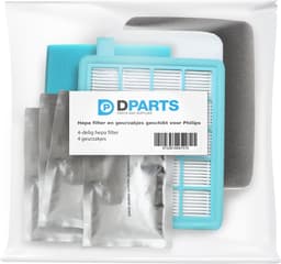 Dparts 4-delig hepa filter en geurzakjes geschikt voor Philips stofzuiger - 1 filterset en 4 zakjes geurkorrels - PowerPro Active en PowerPro Compact zakloze stofzuigers - Stofzuigerfilter allergiefilter - 432200493803 - FC8058 - FC8058/01 — thumbnail 2