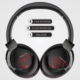 PowerLocus MoonFly Koptelefoon Over-Ear met Passief Noise Cancelling, Draadloze Hoofdtelefoon, Voice Assistant Activation - Zwart/Rood — thumbnail 8
