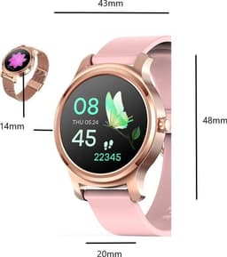 Belesy® SMART - Smartwatch Dames - Smartwatch Heren - Horloge - Bluetooth Bellen - Stappenteller - 1.3 inch - Kleurenscherm - Full Touch - Goud - Roze - Siliconen - Moederdag — thumbnail 10