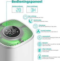 Modito luchtreiniger - Air Purifier met APP - 4-in-1 filtersysteem - Ionisatie - HEPA 13 filter + koolstoffilter - Verminderd huisstofmijt, hooikoorts, allergie & stof - Wit - 210 m³/u — thumbnail 10