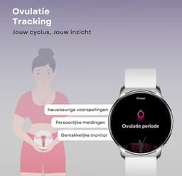 Kiraal Valencia AMOLED Smartwatch voor Dames - RVS, Lederen en Siliconen Bandje - Multisport - Slaapmonitor - Stappenteller - Hartslagmeter - Compatibel met Android en iOS - Zilver en Wit — thumbnail 5