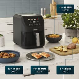 Princess Airfryer XL 182240 - Heteluchtfriteuse - BPA vrij - 5.5 liter - Kijkvenster - Touchscreen - 8 Programma's - Slank Ontwerp - 1500W - Inclusief Grillrek - Zwart - venster — thumbnail 12