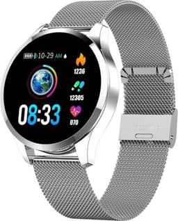 Belesy® BQSiZiPk - Limited edition - Smartwatch Dames - Smartwatch Heren - Horloge - Stappenteller - 1.3 inch - Kleurenscherm - 10x Sporten - INDOOR en OUTDOOR - Zilver - Siliconen - Roze - extra polsband Milanees staal zilver - Moederdag — thumbnail 3