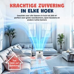 JC Pets Luchtreiniger / Air purifier met HEPA 13 Filter en Voorfilter - Huisdiermodus & App - Luchtfilter tegen Haren, Kattenbakgeur, Allergieën, Huisstofmijt en Hooikoorts - Luchtkwaliteitsindicator - Ruimtes tot 100 m²- CADR 246 m³/h — thumbnail 3
