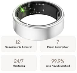Focus® S2 Smart Ring - Zilver - Maat 10 - AI Coach - Hartslag - Menstruatiecyclus - Slaap Monitor - Herstelscore - Slimme Ring - Sport Prestatie - Stappenteller -IP68 Waterdicht - O2 Meting - Dames - Heren - Wearables - Oplaad Case - beschermring — thumbnail 11