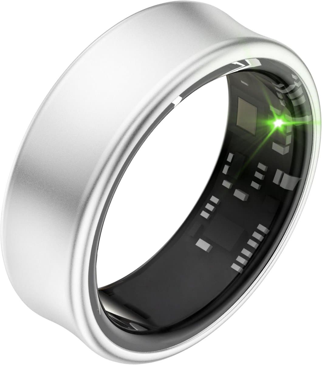 Focus® S2 Smart Ring - Zilver - Maat 7 - AI Coach - Hartslag - Menstruatiecyclus - Slaap Monitor - Herstelscore - Slimme Ring - Sport Prestatie - Stappenteller -IP68 Waterdicht - O2 Meting - Dames - Heren - Wearables - Oplaad Case - beschermring — afbeelding 1