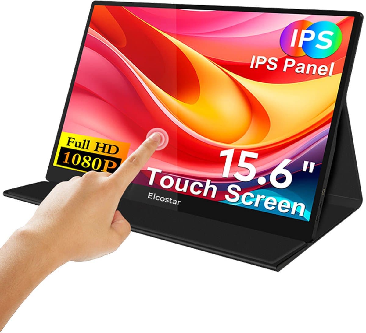 Elcostar Portable Monitor 15.6 Inch - Touchscreen - Full HD - IPS Beeldscherm - USB-C monitor - Draagbare Gaming Monitor - HDMI - 2025 model — afbeelding 1