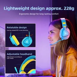 TAIDU Draadloze Gaming Headset - Over ear koptelefoon - met microfoon - Geschikt voor PC/PS4/PS5, Nintendo Switch - Energie Blauw — thumbnail 2