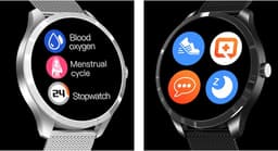 Belesy® BQSiRgSk Pro Skull - Smartwatch Dames – Smartwatch Heren - Horloge - 1.28 inch - Kleurenscherm - Stappenteller - Bloeddruk - Hartslag - 75+ Wijzerplaten – Sporten – Rose goud – Staal - Siliconen – Skull - Kerstcadeau — thumbnail 12