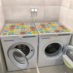 Wasmachine Droger Mat - Apparaat Beschermhoes - Apparaten Beschermen - Absorberend Antislip - 60 cm - Grijs — thumbnail 2
