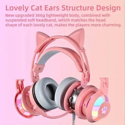 Zolara Noise cancelling koptelefoon - Roze Gaming Headset - Kattenoren - Voor PC, Laptop & Console - Over Ear Koptelefoon met Microfoon en Surround Geluid — thumbnail 1