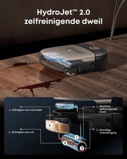 eufy S2 Nieuw 2026 Stofzuiger- en Dweilrobot HydroJet, 30kPa AeroTurbo™ 2.0-Zuigkracht, Vloerreinigingssysteem 2.0, EcoClean™ Elektrolyse, Randreiniging, Haarvrije DuoSpiral™ Borstels, 12-in-1 UniClean™ Station — thumbnail 12
