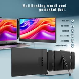 SVN®Professionele Portable Monitor Pro 2024 - Full HD - 13” / 16,5” Tri-Screen - Laptop Scherm Uitbreider - Zwart - ‎36cm x 21cm x 4cm — thumbnail 3