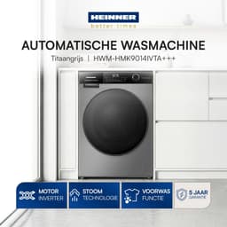 Heinner HWM-HMK9014IVTA+++ Wasmachine 9 kg – 1400 tpm – Inverter – Touchbediening – Allergievriendelijk – Energieklasse A – Titaniumgrijs– 5 jaar garantie — thumbnail 6