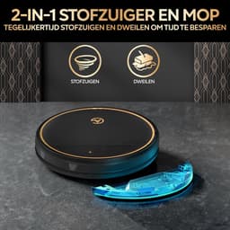 AG Robotstofzuiger met Dweilfunctie - 120minuten - Met Oplaadstation - Robotstofzuigers - Gold Ring - Huisdieren - met Dweil - Luxe 2-in-1 Robotstofzuiger - Dweilrobot - Automatisch opladen - met App of afstandsbediening - 2500Mah - Black Gold Editie — thumbnail 5