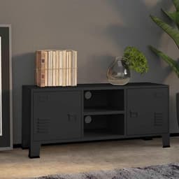 Industriële TV Kast met Deuren en Opbergruimte - Metalen Meubel voor Mediaapparatuur — thumbnail 2
