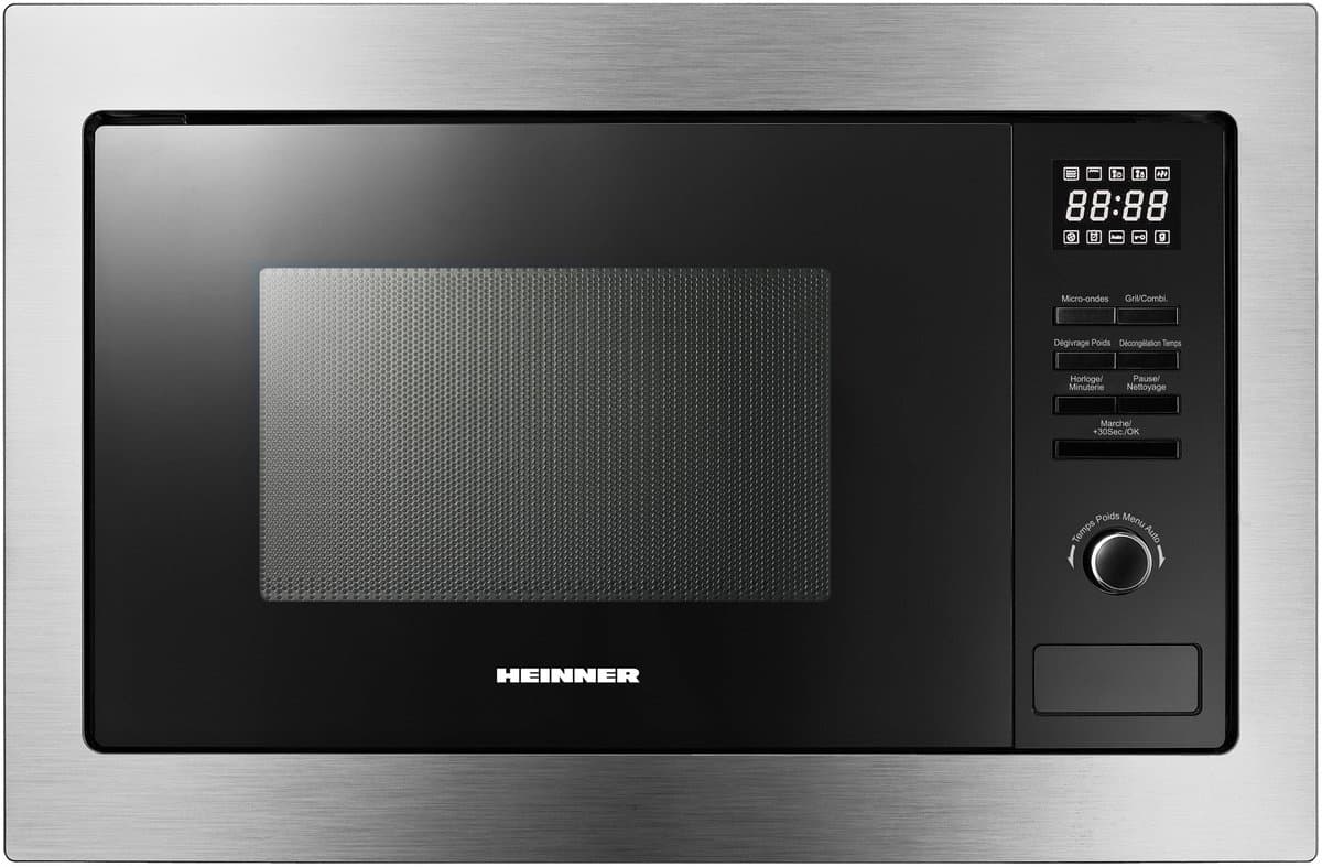 Heinner Inbouw Magnetron – 25 L – 900 W – 1000 W Grill – 5 Vermogensniveaus – Ontdooifunctie – 95 Min Maximale Kooktijd – Digitale Bediening – Zwart/Zilver — afbeelding 1