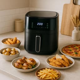 Aurixi® Airfryer xl - Airfryer xxl - Heteluchtfriteuse - 6 Liter - Timer tot 60 Minuten- Zwart - ‎39cm x 29cm x 34cm — thumbnail 6