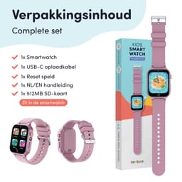 Keebies Smartwatch Kinderen - 5 t/m 12 jaar - Incl. Camera en 26 Kids Spelletjes - 512MB Geheugen - USB Oplaadbaar kinderhorloge - Meisje - Roze — thumbnail 11