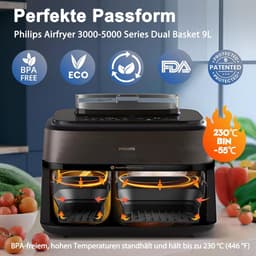 Accessoires Heteluchtfriteuse Gescht voor Philips Airfryer 3000-5000 Serie 9L, Opvouwbare Siliconenvorm Herbruikbare Ovenschaal voor Philips Dual Basket Airfryer NA350/NA550 9L — thumbnail 4