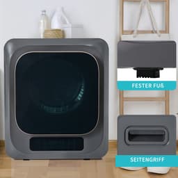 Re-purelife® Compacte Wasdroger met UV-Desinfectie - 6 Programma's - 3-4 kg Capaciteit - Geschikt voor Opbouw of Opstelling - Stille Werking & Helder LED-Display - Grijs — thumbnail 5
