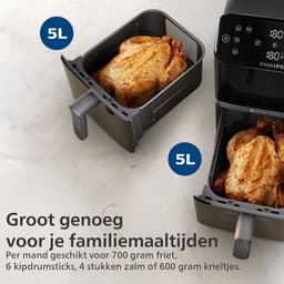 Philips 4000 Series Dual-Stacked Dubbele Airfryer – NA461/00 - 2 Lades (Sync) – 10 L – Tot 6 Personen – Bespaart 45% Ruimte — thumbnail 5