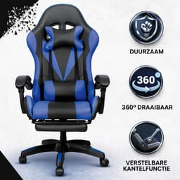 Bayt Gamestoel - Gaming chair - Gamingstoel - Comfort gamer stoel - Zwart en Donkerblauw — thumbnail 3
