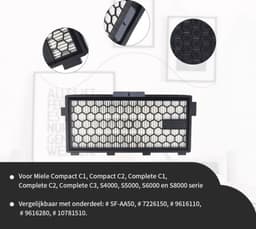 Replacements® HEPA-filters geschikt voor Miele Active AirClean 50 – Voor Complete C3, C2, S8, S6, S5, S4 - Vervangt SF-HA 50 - 4 stuks — thumbnail 2