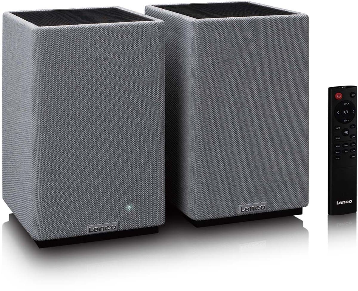 Lenco Hifi Speaker - Boekenplank speakers met Bluetooth - 80W - 2 stuks - Stereo set - SPB-240BKGY - Zwart/Grijs — afbeelding 1