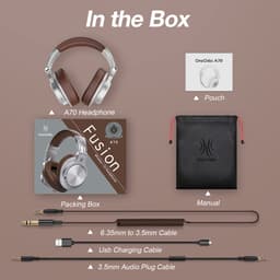 OneOdio Fusion A70 Zilver/Bruin – Draadloze Over-Ear Koptelefoon – DJ & Studio – Hi-Res Audio — thumbnail 8