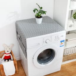 Mmgoqqt Wasmachine Droger Dop - Met Zakken - Grijs Geometrisch Apparaatdoek - 55*130 Cm - Geschikt Voor Huis Keuken Wasmachine Koelkast - Enkele Deur — thumbnail 5