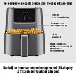 SCH® Mini airfryer - Airfryer - Airfryer klein - Grijs - ‎22cm x 26cm x 25cm — thumbnail 3