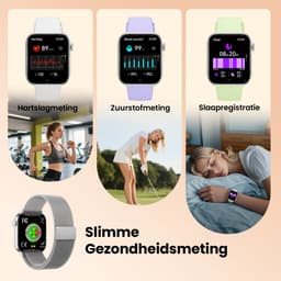 Maoo ProWatch AMOLED Smartwatch Dames en Heren - Milanese Bandje en 3 Siliconen Bandjes - Stappenteller - Hartslagmeter- Bloeddrukmeter - Slaapmonitor - Multisport - Geschikt voor Android en iOS - Zilver — thumbnail 9