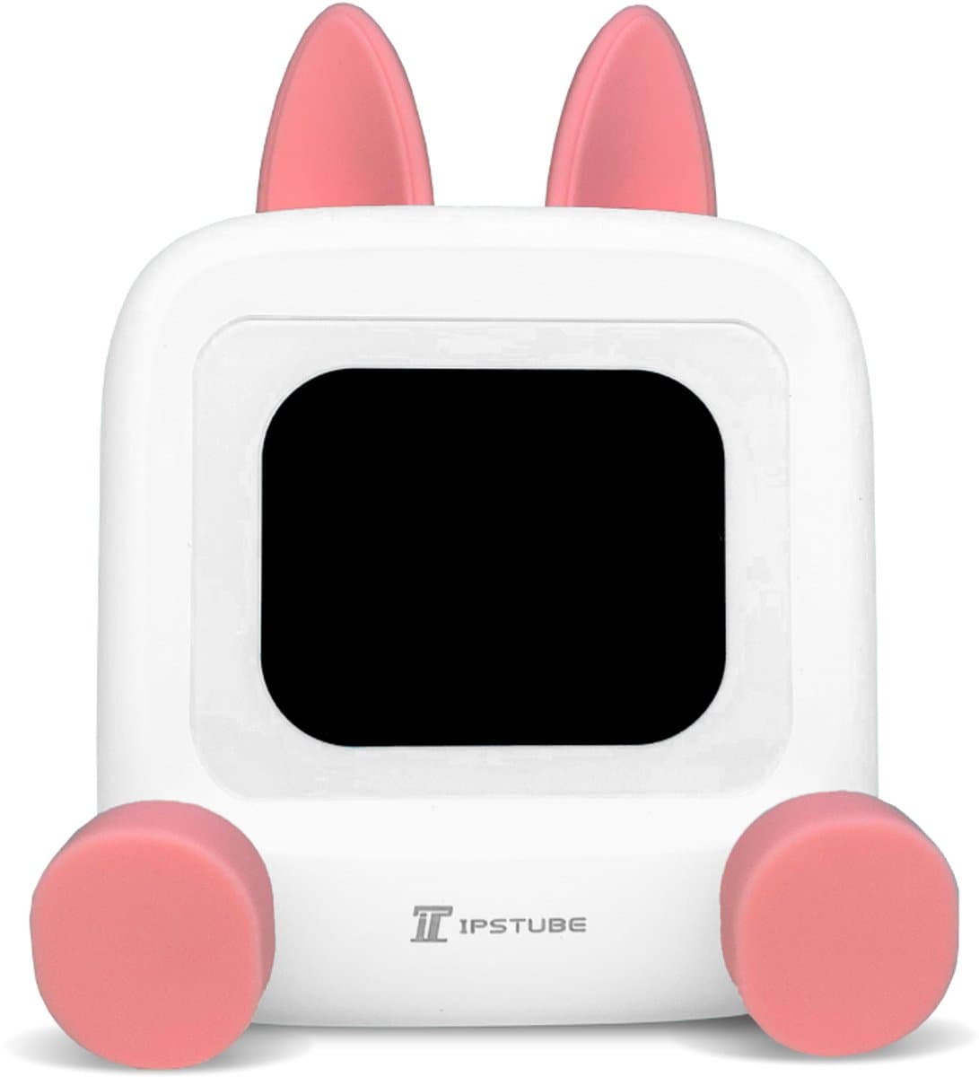 Wedjis Retro Mili-TV – Digitale Klok & Bluetooth Speaker – Smart display – Kunststof – Dimbaar scherm – Cadeau voor vrouwen – Wit/Roze — afbeelding 1