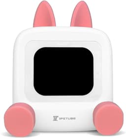Wedjis Retro Mili-TV – Digitale Klok & Bluetooth Speaker – Smart display – Kunststof – Dimbaar scherm – Cadeau voor vrouwen – Wit/Roze — thumbnail 1