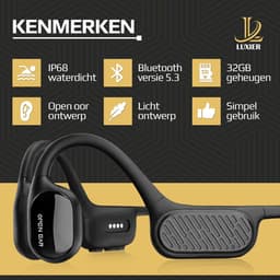 LUXIER Bone Conduction Headphone – IP68 Waterdicht – 32GB Geheugen – Open-Ear - Sport Headset – Draadloze Oortjes – Bluetooth 5.3 – Geschikt voor elk Apparaat – Black Friday Deal — thumbnail 4