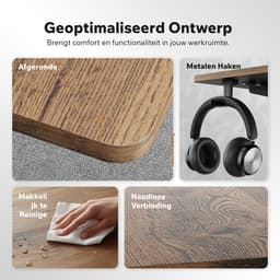 SENSE7 NOJO LIGHT - Zit Sta Bureau - 120 cm x 60 cm - Elektrisch bureau - Verstelbare bureau - Elektrische Hoogteverstelling - Hoogte 72-118 cm - Intelligent Bedieningspaneel - Donkerbruin — thumbnail 7