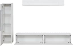 Witte Tv-Woonwand Set met LED-Verlichting - 3-delige Meubelset voor Woonkamer — thumbnail 7