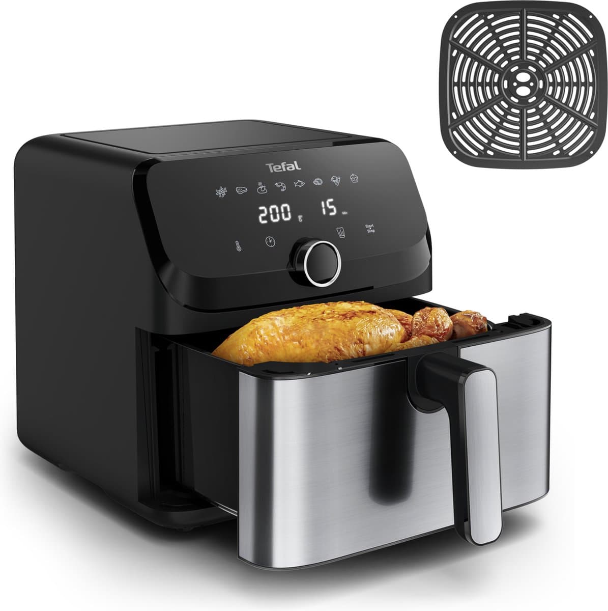 Tefal Easy Fry Mega EY855D heteluchtfriteuse 7,5 liter zwart roestvrijstaal digitale airfryer voor 8 personen — afbeelding 1