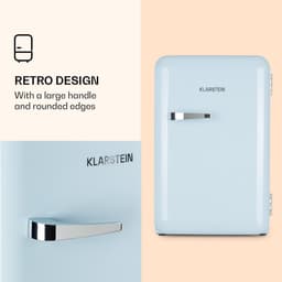 Klarstein Koelkast Audrey Mini retro - volume: 70 Liter - Temperatuur: 0-10 °C - 4 Niveaus - 2 Deurvakken - 3 Schappen - Compressiekoeling - mechanische thermostaat - retro design - Jaren 50 look Blauw - voor Keuken voor Kantoor — thumbnail 4