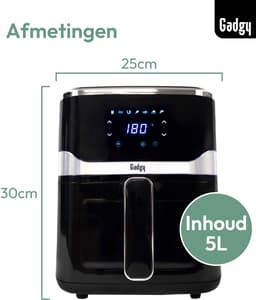 Gadgy Airfryer 5L met Kijkvenster – 1400W – Digitale Heteluchtfriteuse – 7 Voorgeprogrammeerde Programma’s – Touchscreen – Tot 200°C – Gezond Frituren Zonder Olie — thumbnail 9
