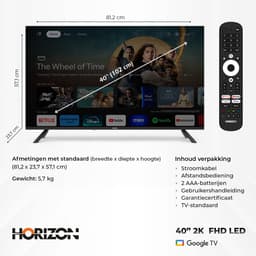 Horizon Smart TV 40 inch GoogleTV - 2K Full HD LED Televisie - XT Line - Google TV WiFi - Frameless Design — thumbnail 5